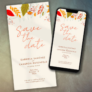 Save The Date Moderne automne brillant Floral Simple Mariage ivo