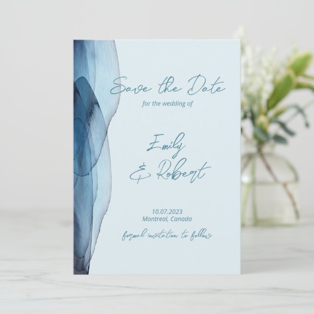 Save The Date Moderne, bleu poussiéreux marine  (Debout devant)
