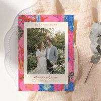 Moderne Bohème Floral Rouge Coloré Photo Mariage