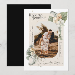 Save The Date Moderne Boho Désert   Fleur Photo Enregistrer la D