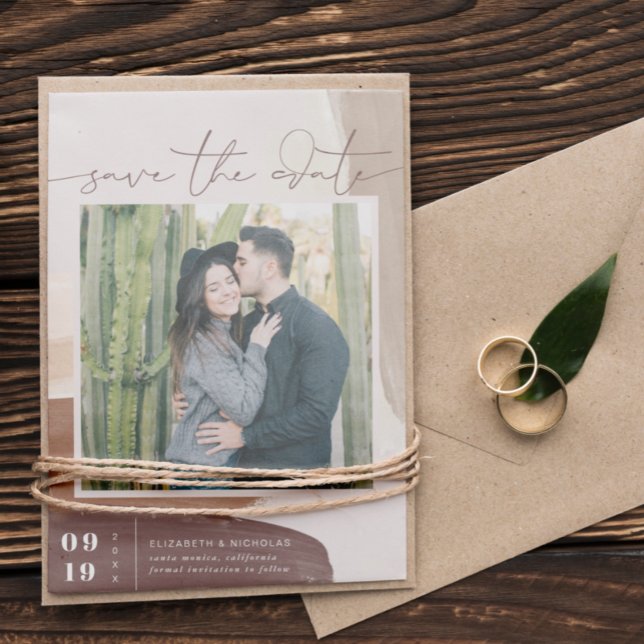 Save The Date Moderne Boho Terracotta Épicée | Photo Carrée (Créateur téléchargé)