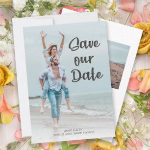 Save The Date Moderne Brush Script 2 Mariage photo Date de sauve