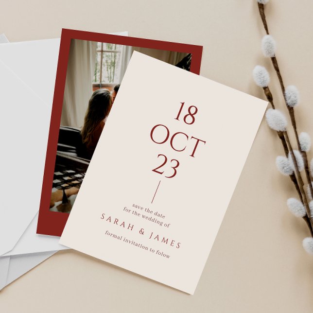 Save The Date Moderne Burnt Orange Typographie Mariage photo (Créateur téléchargé)