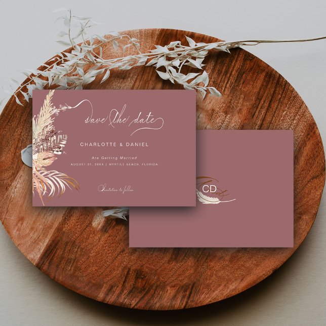 Save The Date Moderne calligraphie fantaisiste boho mauve (Créateur téléchargé)