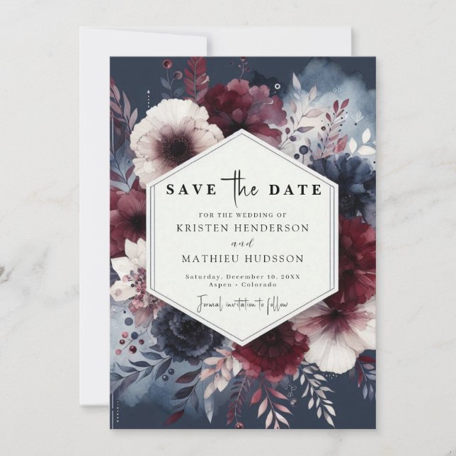 Save The Date Moderne chic Mariage de Bourgogne (Devant)