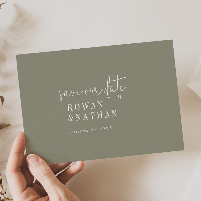 Save The Date Moderne Chic Mariage Vert Sage (Créateur téléchargé)