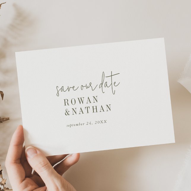 Save The Date Moderne Chic Vert et Blanc Mariage (Créateur téléchargé)