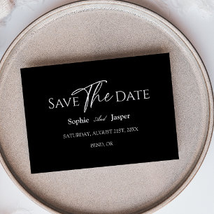 Save The Date Moderne Classique Noir Mariage Plat Enregistrer La