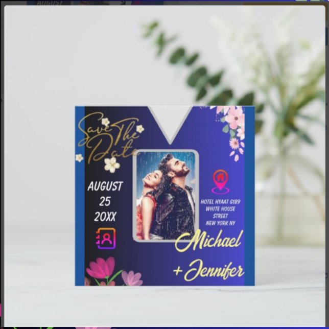 Save The Date Moderne Code QR de Photo Florale de Mariage "Save  (Créateur téléchargé)