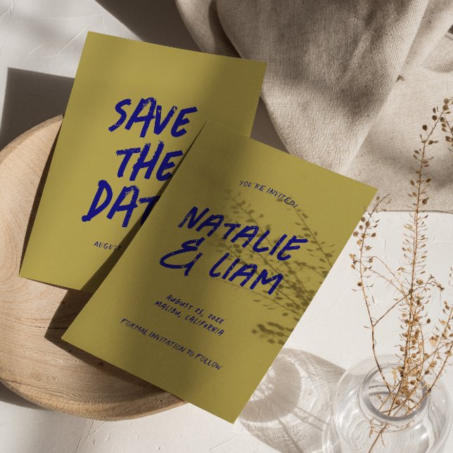 Save The Date Moderne Coloré brillant Grunge Retro Mariage (Créateur téléchargé)