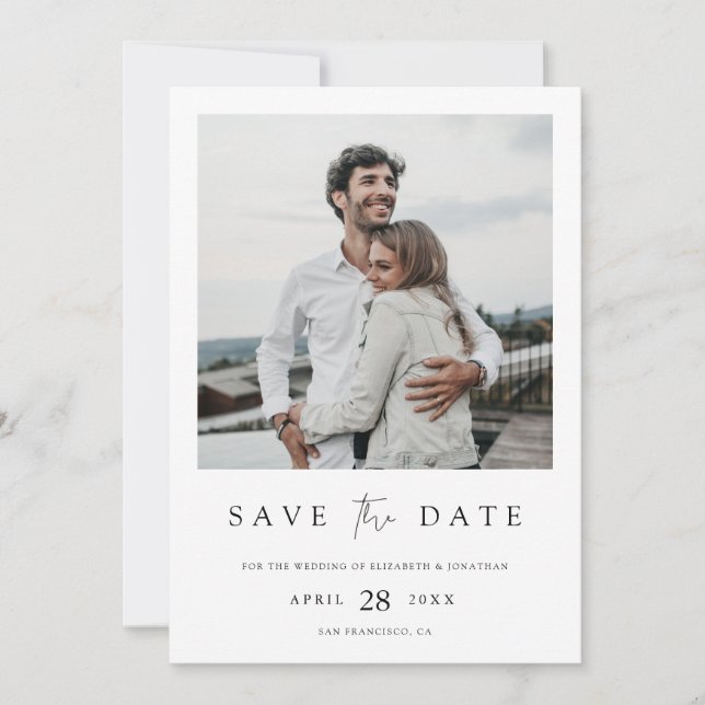Save The Date Moderne Date à Sauvegarder Photo Gras Éditorial (Devant)