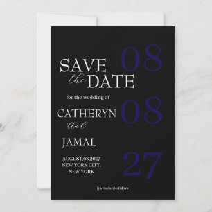 Save The Date Moderne Économisez La Date Minimaliste Noir Mat
