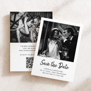 Save The Date Moderne Écriture Minimaliste et Deux Photos Mari