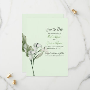 Save The Date Moderne Elégant blanc Calla Lilies Mariage