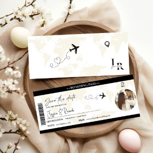 Save The Date Moderne Elegant Boarding billet Mariage