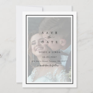 Save The Date Moderne Elegant Simple Cadre Photo Overlay Mariage