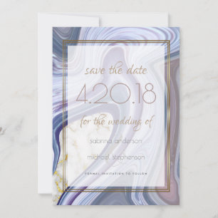 Save The Date Moderne Enregistrer la date Marbleizé violet Rose