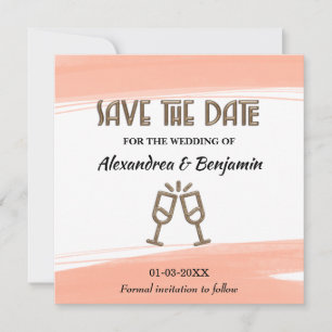 Save The Date Moderne Enregistrer La Date Mariage Aquarelle Peac