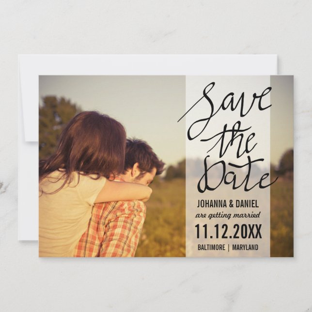 Save The Date Moderne Enregistrer la date Typographie Couple Pho (Devant)