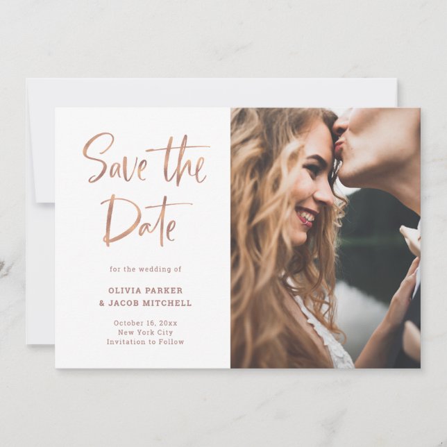 Save The Date Moderne et élégant Faux Rose Gold | Photo (Devant)