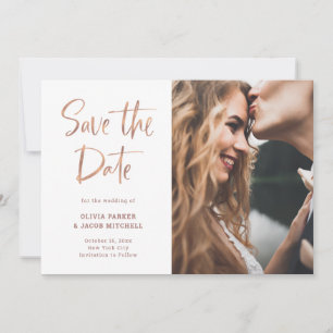 Save The Date Moderne et élégant Faux Rose Gold Photo