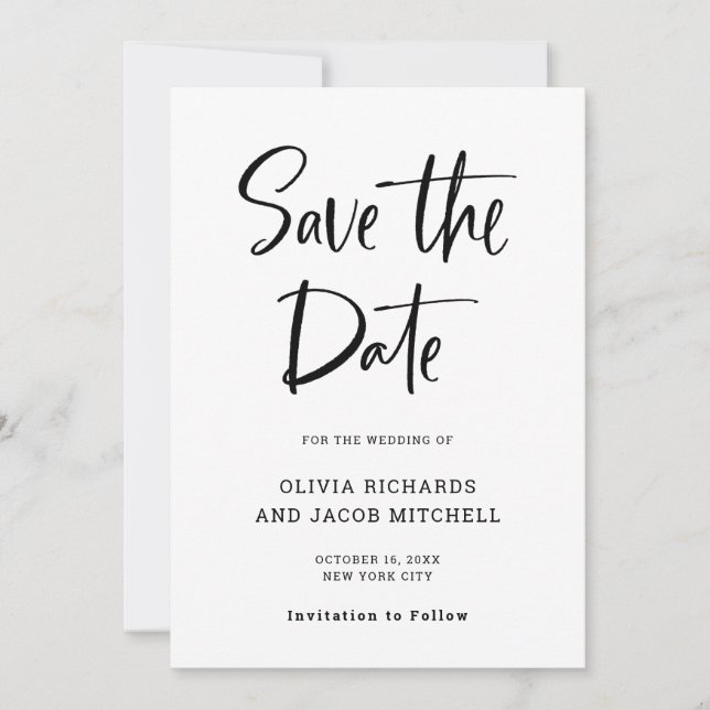 Save The Date Moderne et élégant | Mariage noir et blanc (Devant)