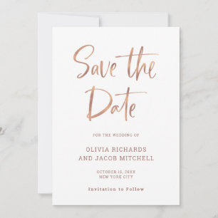 Save The Date Moderne et élégant Mariage or Rose Faux