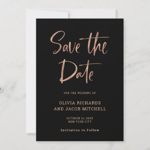 Save The Date Moderne et élégant Rose Gold et Mariage noir