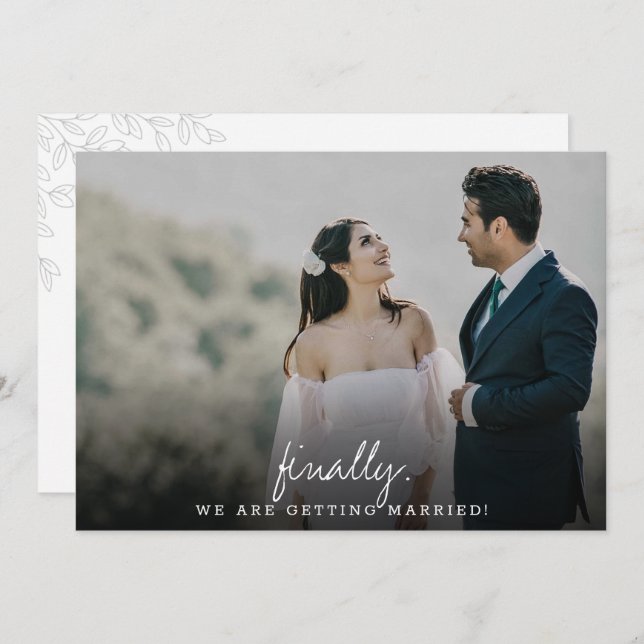 Save The Date Moderne et simple Finalement calligraphie plat (Devant / Derrière)