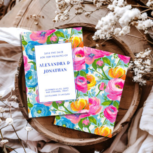 Save The Date Moderne Floral Élégant Vif Coloré Mariage Vibrant