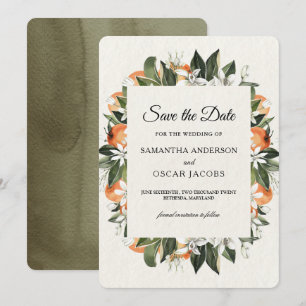 Save The Date Moderne Floral Orange Citron Rustique