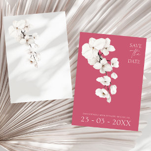 Save The Date Moderne Floral Orchidée Blanc Rose Magenta