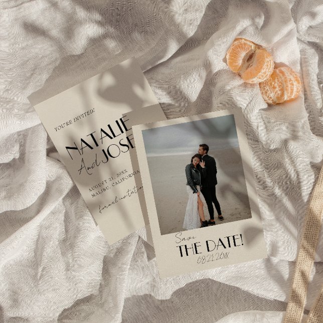 Save The Date Moderne Français Whimsical Retro Photo Mariage uni (Créateur téléchargé)
