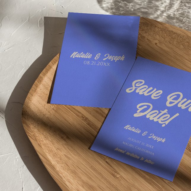 Save The Date Moderne Funky Bleu Couleur Audacieuse Mariage Uniq (Créateur téléchargé)