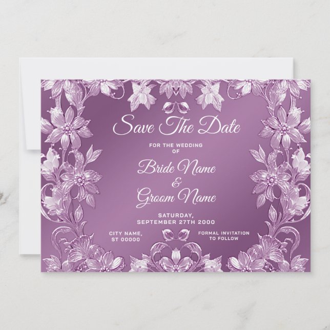 Save The Date Moderne Lilac Floral Économisez La Date (Devant)