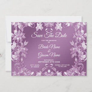 Save The Date Moderne Lilac Floral Économisez La Date