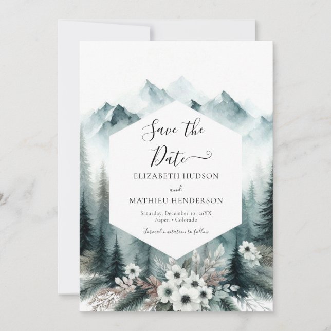 Save The Date Moderne Mariage de montagne imprimable (Devant)