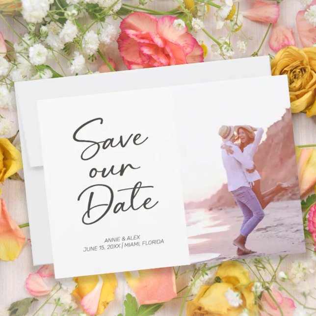 Save The Date Moderne Mariage Photo Brush Script 2  (Créateur téléchargé)