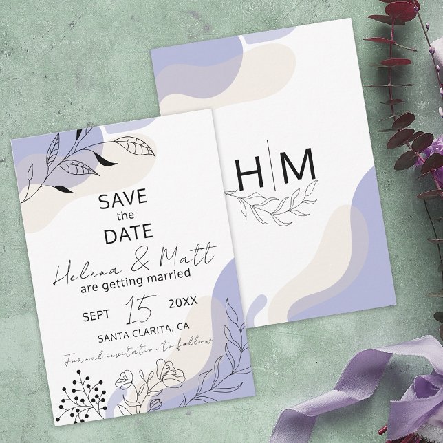 Save The Date Moderne minimal Abstrait Botanical Line Mariage d' (Créateur téléchargé)