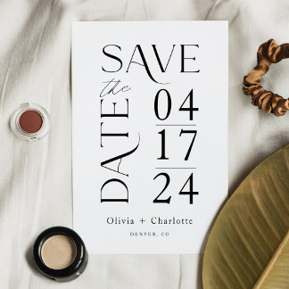 Save The Date Moderne minimal Bold Enregistrer la date typograph