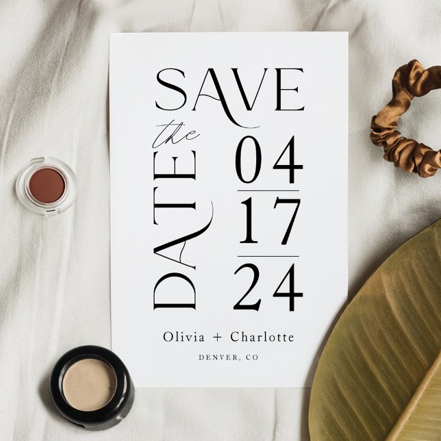 Save The Date Moderne minimal Bold Enregistrer la date typograph (Modern Minimal Bold Save the Date Typographic)