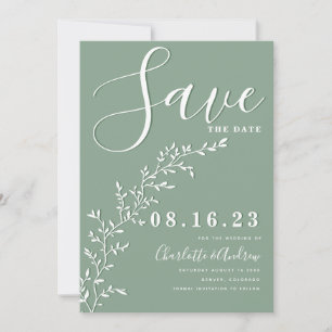 Save The Date Moderne Minimal Sage Vert Économisez La Date Invit