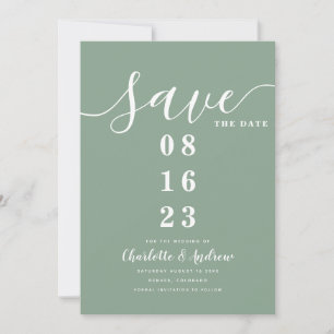 Save The Date Moderne Minimal Sage Vert Économisez La Date Invit