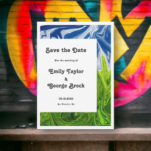 Save The Date Moderne minimal Vert Bleu Nature Mariage Abstrait
