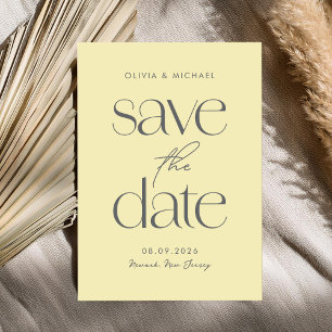 Save The Date Moderne minimaliste Beurre Jaune Chic Mariage