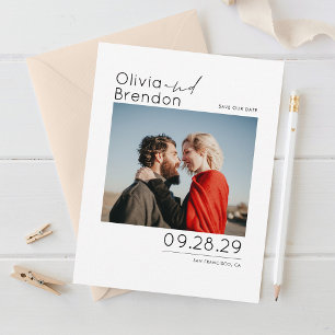 Save The Date Moderne minimaliste blanc Enregistrer la photo de