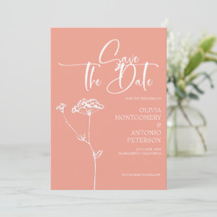 Save The Date Moderne minimaliste calligraphie Coral Peach Maria