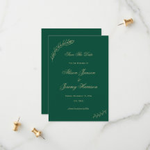 Moderne Minimaliste Feuilles D'Or Émeraude Et Fleu