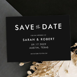 Save The Date Moderne minimaliste Mariage noir et blanc
