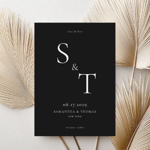 Save The Date Moderne minimaliste Mariage noir et blanc